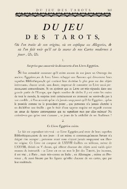 Antoine Court de Gbelin - Du jeu des tarots