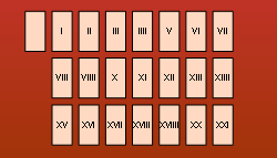 Tarots encadr disposition en trois lignes