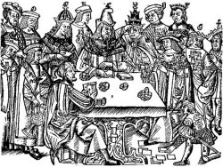 Gravure sur bois reprsentant des joueurs de cartes