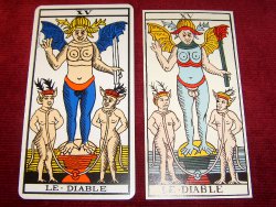 Comparaison entre les tarots de Grimaud-Marteau et de Nicolas Conver - Le Diable