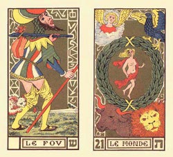 Le Monde et le Fou du tarot d'Oswald Wirth